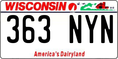 WI license plate 363NYN