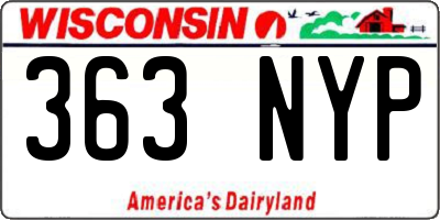 WI license plate 363NYP