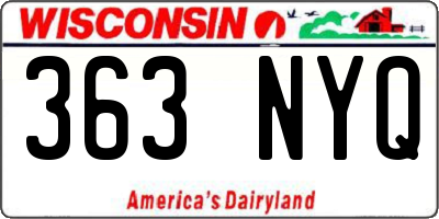 WI license plate 363NYQ
