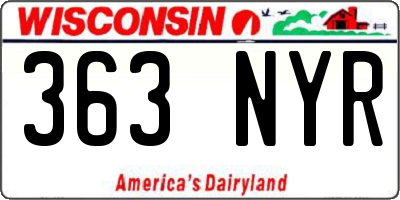 WI license plate 363NYR