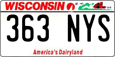 WI license plate 363NYS