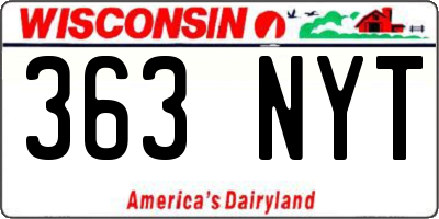 WI license plate 363NYT