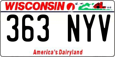 WI license plate 363NYV