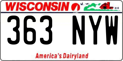 WI license plate 363NYW