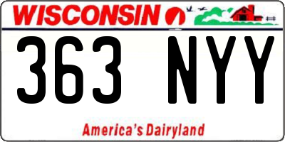 WI license plate 363NYY