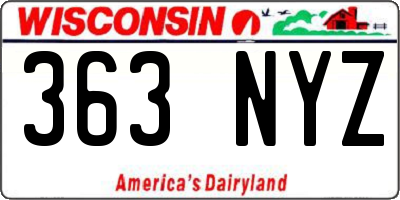 WI license plate 363NYZ