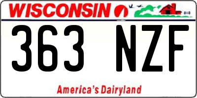 WI license plate 363NZF
