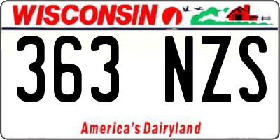 WI license plate 363NZS
