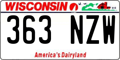 WI license plate 363NZW