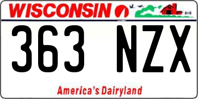 WI license plate 363NZX