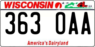 WI license plate 363OAA