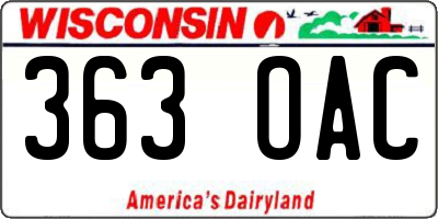WI license plate 363OAC
