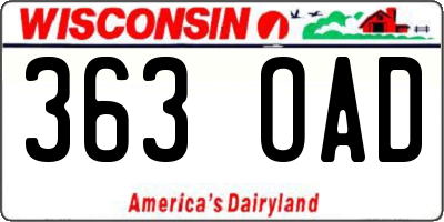 WI license plate 363OAD