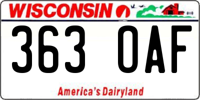 WI license plate 363OAF
