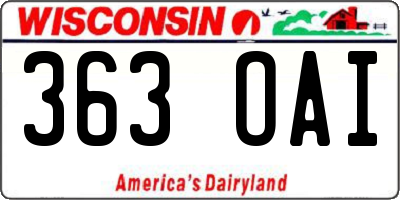WI license plate 363OAI