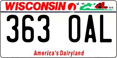 WI license plate 363OAL