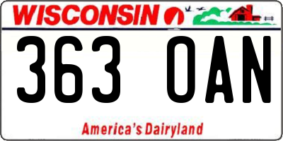 WI license plate 363OAN
