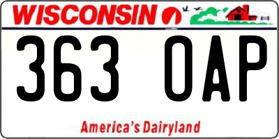 WI license plate 363OAP