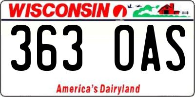 WI license plate 363OAS