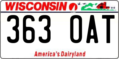 WI license plate 363OAT