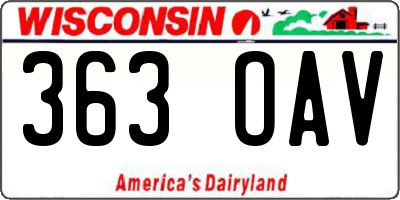 WI license plate 363OAV