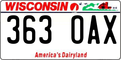 WI license plate 363OAX