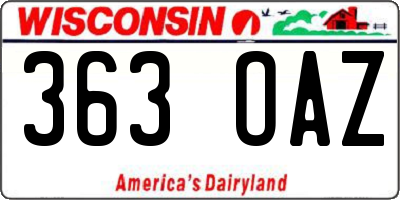 WI license plate 363OAZ