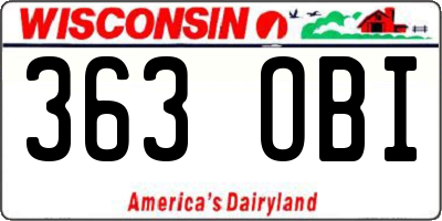 WI license plate 363OBI