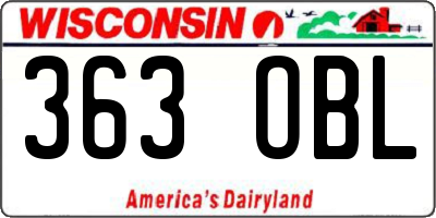 WI license plate 363OBL