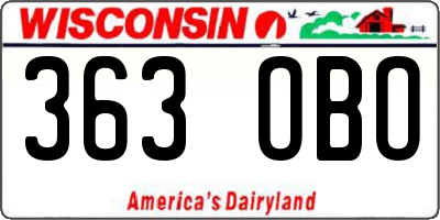 WI license plate 363OBO