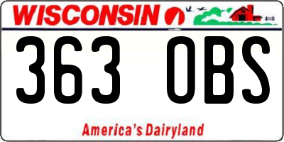 WI license plate 363OBS