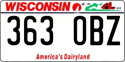 WI license plate 363OBZ
