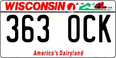 WI license plate 363OCK