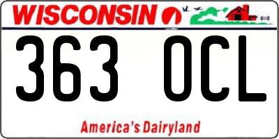 WI license plate 363OCL