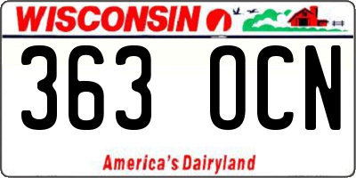 WI license plate 363OCN