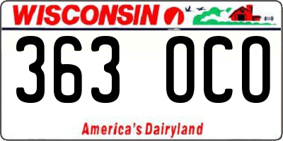 WI license plate 363OCO