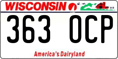 WI license plate 363OCP