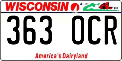 WI license plate 363OCR