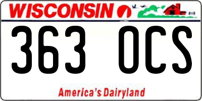WI license plate 363OCS