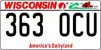 WI license plate 363OCU