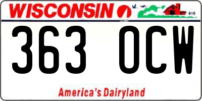 WI license plate 363OCW
