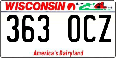 WI license plate 363OCZ