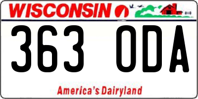 WI license plate 363ODA