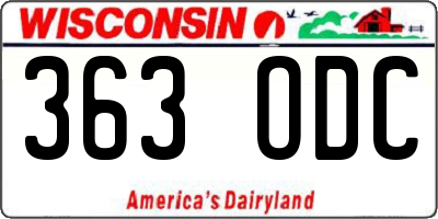 WI license plate 363ODC