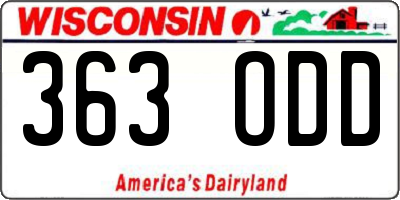 WI license plate 363ODD