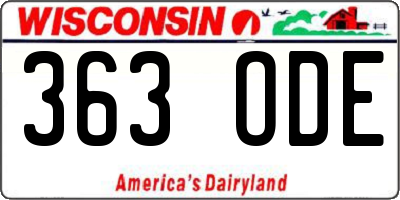 WI license plate 363ODE