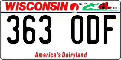 WI license plate 363ODF