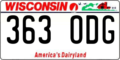 WI license plate 363ODG