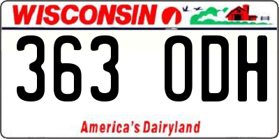 WI license plate 363ODH