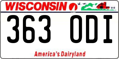 WI license plate 363ODI